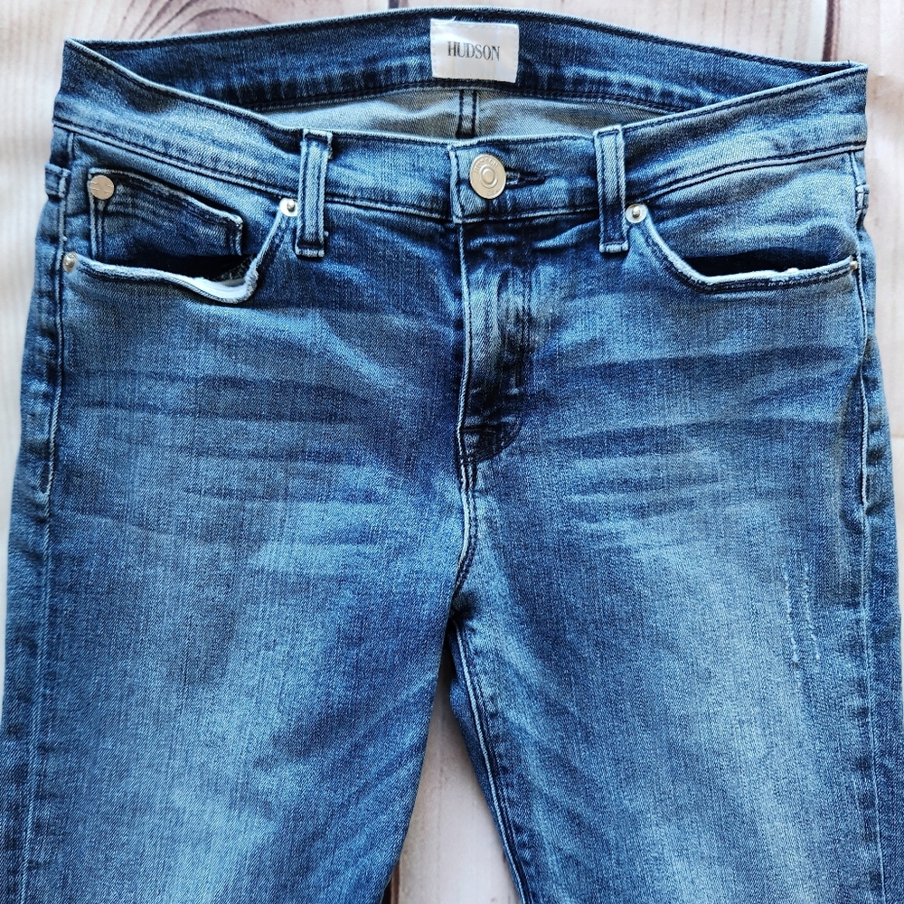 Hudson "Nico Midrise Ankle" Cropped Blue Jeans | Women's Size 27 - Picture 5 of 12